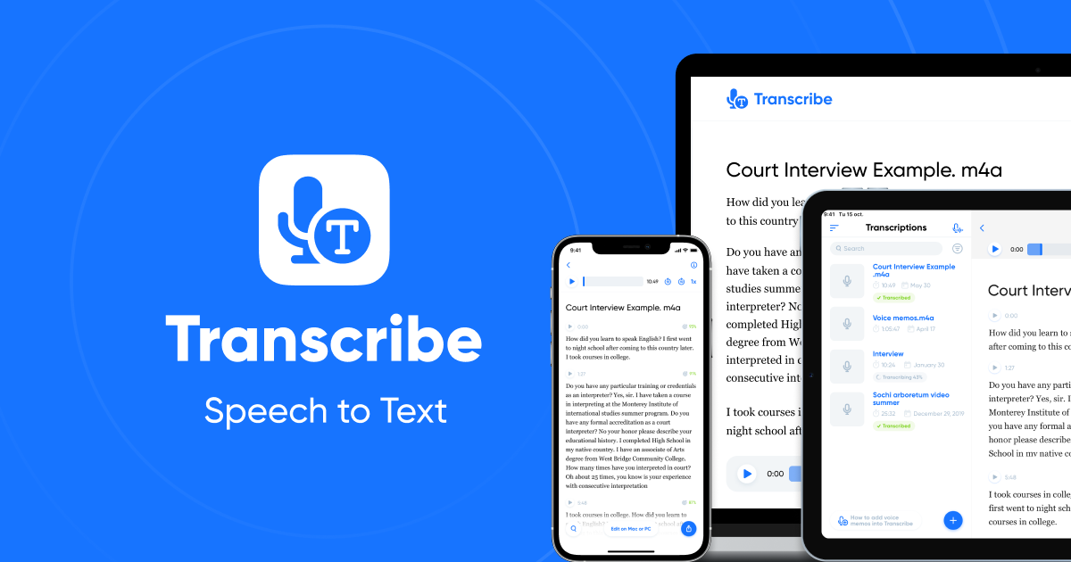 free speech to text transcription app